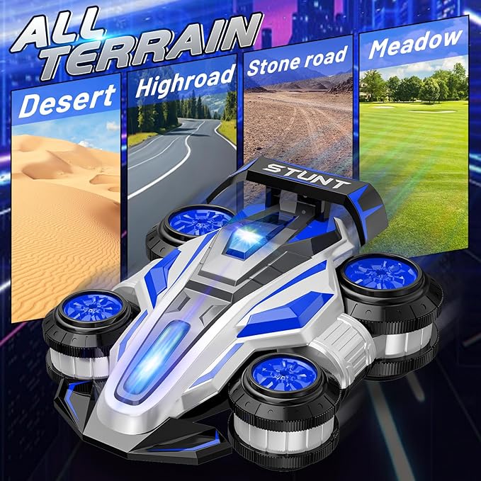 High Speed Drift Remote Control Stunt Deformation Car, Birthday Gifts, for Boys and Girls 3-16 Years Old (Blue)