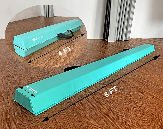 Balance Beam - Folding Floor Gymnastics Equipment for Kids, Non Slip Base - 6 FT to 10 FT for Home Gym Use