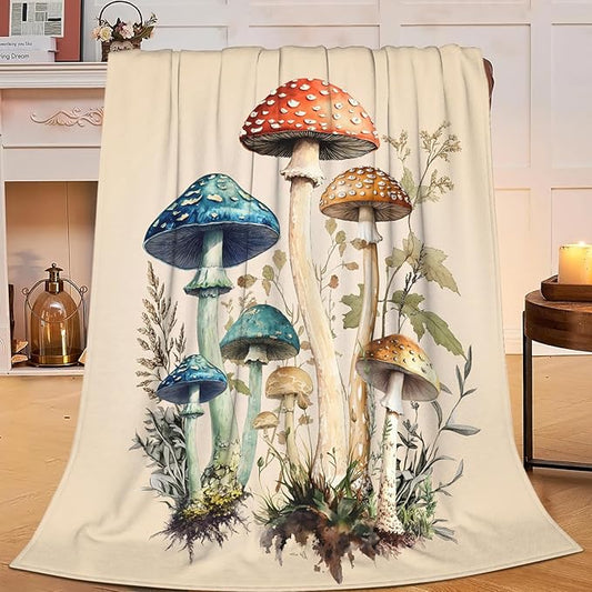 Mushroom Blanket Gifts for Girls Women Mushroom Throw Blankets Cozy Plush Fleece Flannel Fuzzy for Bedroom Living Decor 50"X40"