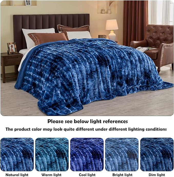 NEWCOSPLAY Super Soft Faux Fur Throw Blanket for Couch Indigo Fuzzy Plush Warm Blanket for Sofa Bed (Indigo, Throw(50"x60"))