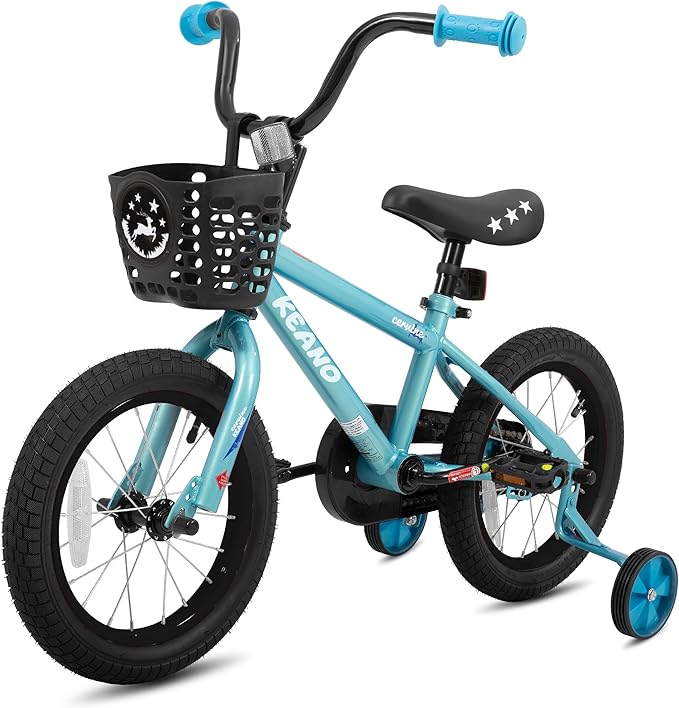 KEANO Cervine 14 16 20 Inch Kids Bike for Boys Girls Ages 3-10 Years, 14 16 Inch Toddler BMX Bikes with Training Wheels and Basket, 20 in Children Bicycles with Kickstand