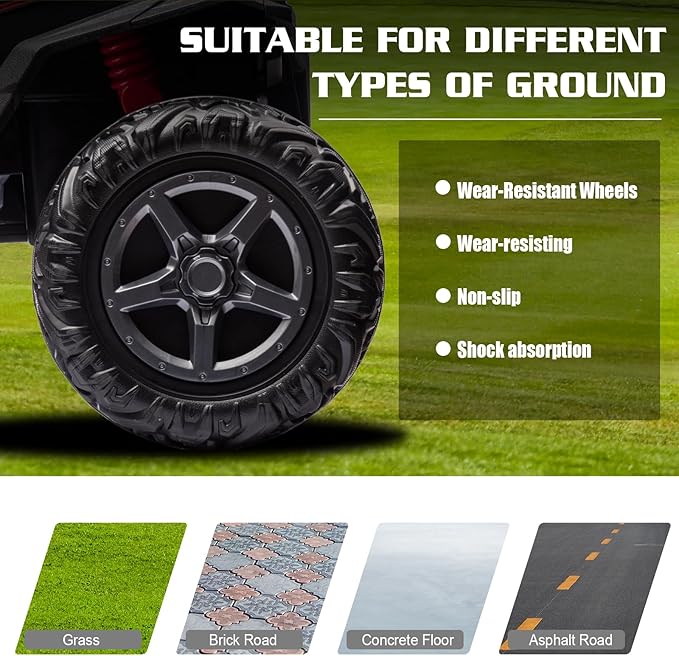 FINITO 2 Seats 24V 4x4 Motorized Ride on UTV Ride on Toy Car Remote Control, Kids Electric Ride on UTV,Off-Road Electric Vehicles for Boys Girls, Black