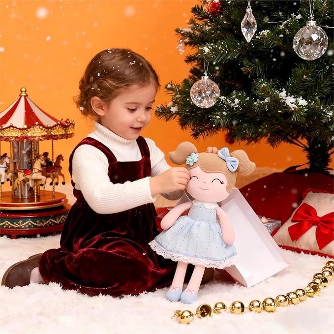 Gloveleya Baby Doll Girl Gifts Cloth Dolls Plush Toy Light Blue
