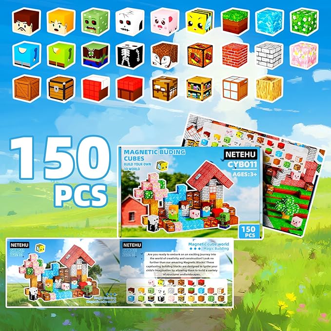 150PCS Magnetic Blocks, Stacking Magnets for Kids, Toy for Learning Toys, STEM Travel Magnet Building Toys for Toddlers