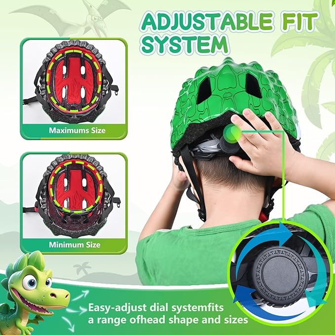 Toddler/Kids Bike Helmet Set for Boys Girls 3D Adjustable Kids Helmet Protective Gear Set Knee Elbow Wrist Pads and Multi-Sports Skateboard Scooter Cycling Roller Balance Bike