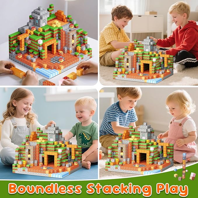 200PCS Magnetic Blocks - Magnetic Building Block for Kids Ages 3 4 5 6 7 8, Sensory Toy for STEM Montessori Sensory Toys for Kids 3+ Boys and Girls Christmas Birthday Gifts