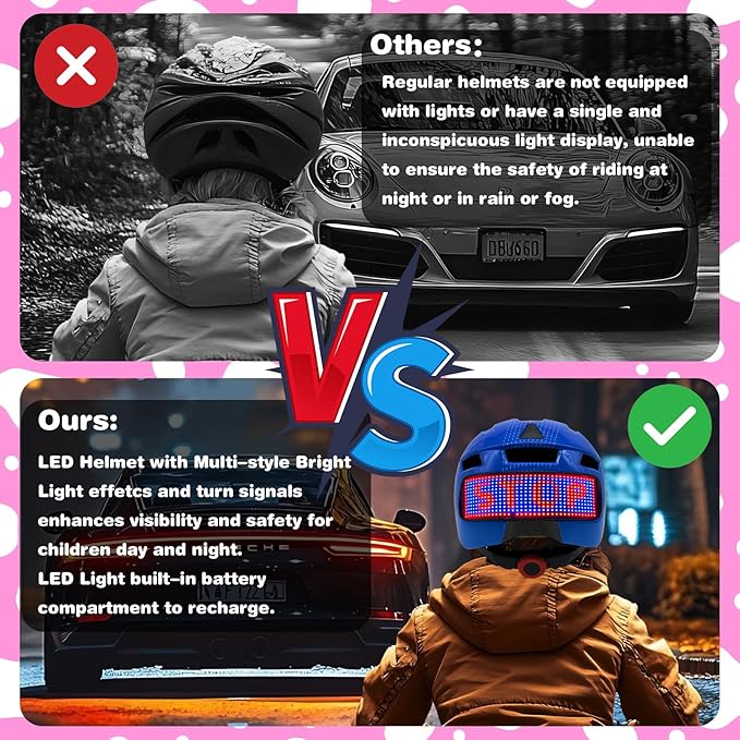 Kids Bike Helmet with LED Lights, Remote Control Turn Signals Safety Helmet Back Light for Youth Mountain Cycling Scooter Skateboarding, Adjustable and Lightweight for Boys Girls