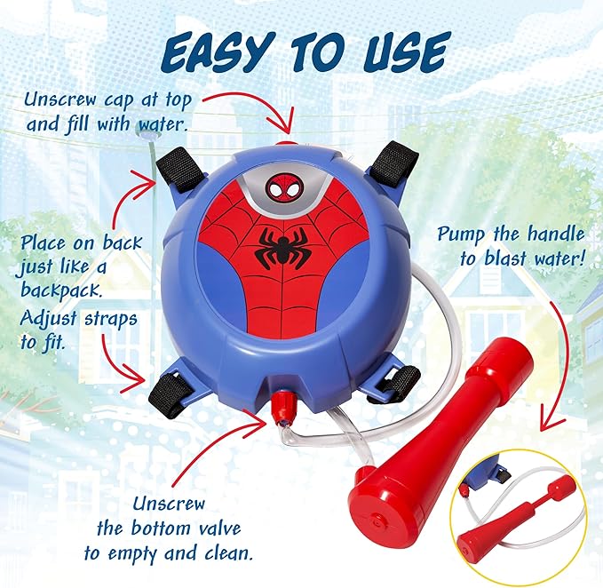 Spiderman Water Backpack Water Toy, Outdoor Water Blaster for Kids