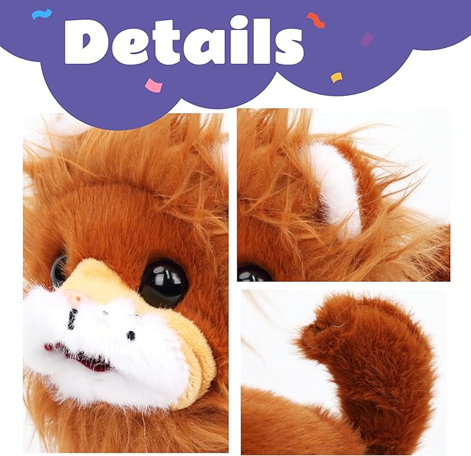 Cuteoy Walking Brown Lion Stuffed Animal Speaking Roar Plush Electric Interactive Animated Plushies Toy for Girls Boys Birthday