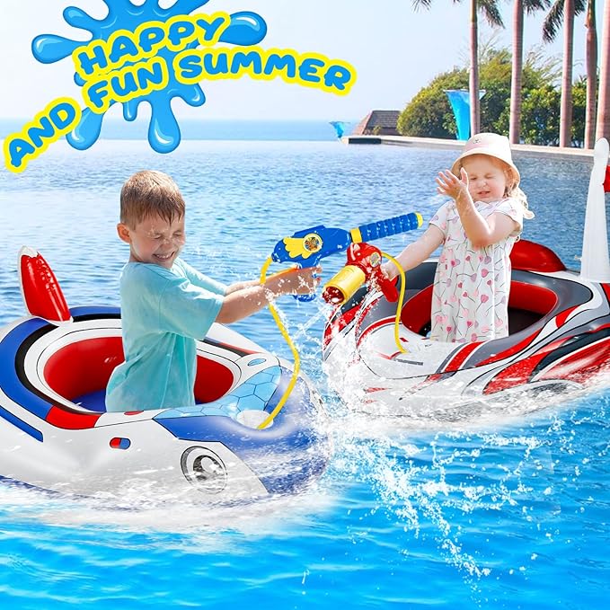 Pool Floats Toys for Kids - Toddler Pool Floats with Water Gun, Inflatable Ride-on for Boys Girls Age 3-8, Outdoor Games, Water Toys, Summer Swimming Fun