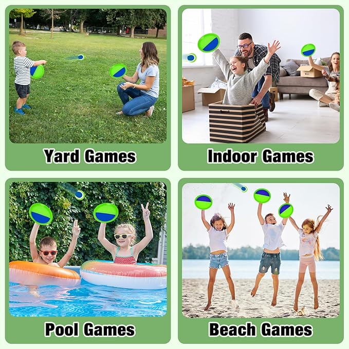 Toss and Catch Ball Game Set - Classic Kids Outdoor Indoor Activity Toys - Great Games for Beach Pool Yard Camping - Sticky Paddle Ball Toy Gift for Toddlers Boys Girls 3 4 5 6 7 8 9 10 11 12 Year Old