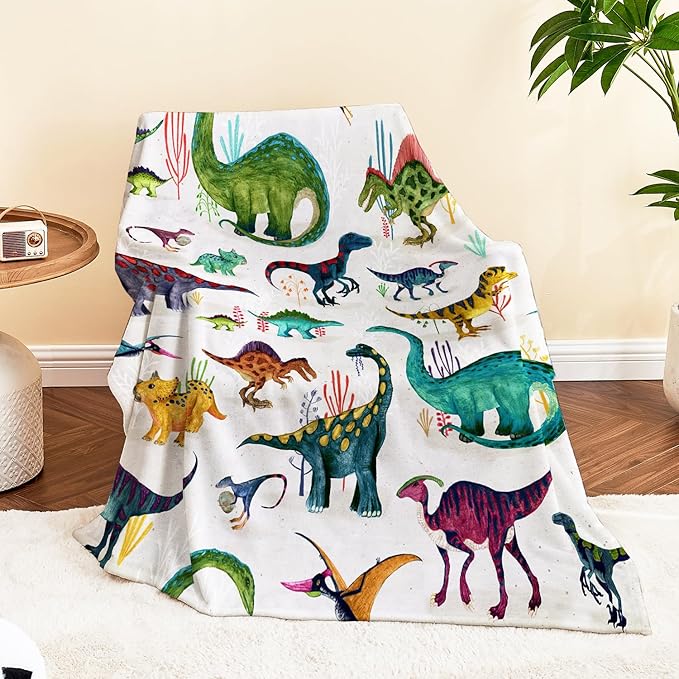 Wajade Dinosaur Blanket for Boys, Soft Fleece Kids Blanket for Couch Sofa Bedroom, Toddler Cute Dinosaur Throw Blanket Gifts for Birthday Christmars Easter Halloween, 60"x80"