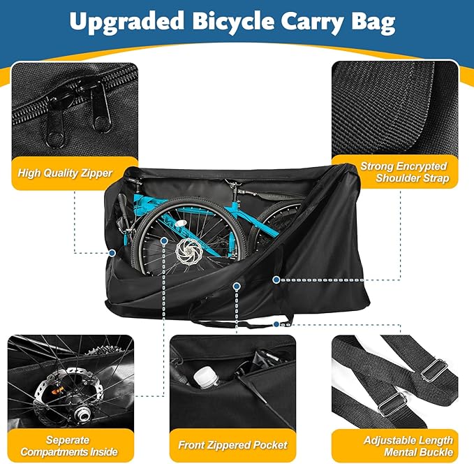 Bike Travel Bag,Heavy Duty 840D Transport Bicycle Storage Carry Bag with Strong Webbing,Portable Folding Cycling and Bicycle Bags Bike Suitcase Waterproof for Airplane Shipping