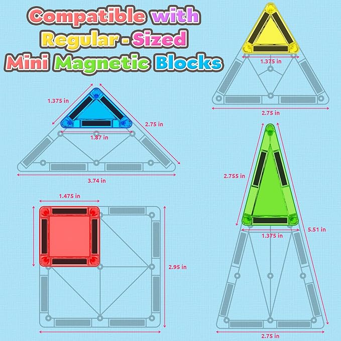 Magnetic Tiles Mini Travel Toddler Set, Magnetic Blocks Building Kids Toys & Games, Montessori Preschool Classroom Must Haves Educational Learning Sensory Toys for 3+ Year Old Boys Girls Birthday Gift