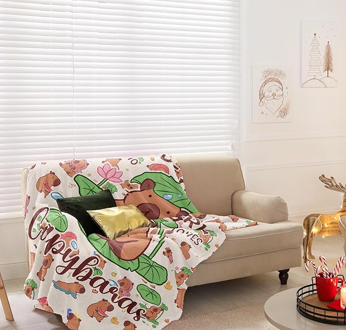 Christmas Capybara Gifts, Capybara Blanket 50"x40", Capybara Gifts for Girls, Birthday Gift for Capybara Lover, Just A Girl Who Loves Capybaras