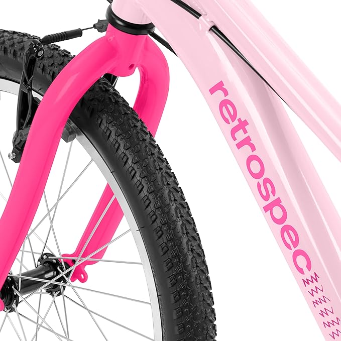 Retrospec Dart 20 & 24 Inch Kids Bike - 7-Speed Hybrid Bicycle for Ages 6-11 with 29in All-Season Tires & Shock Absorption - Adjustable Height Youth Bike with V-Brakes & Smooth Gear Shifting