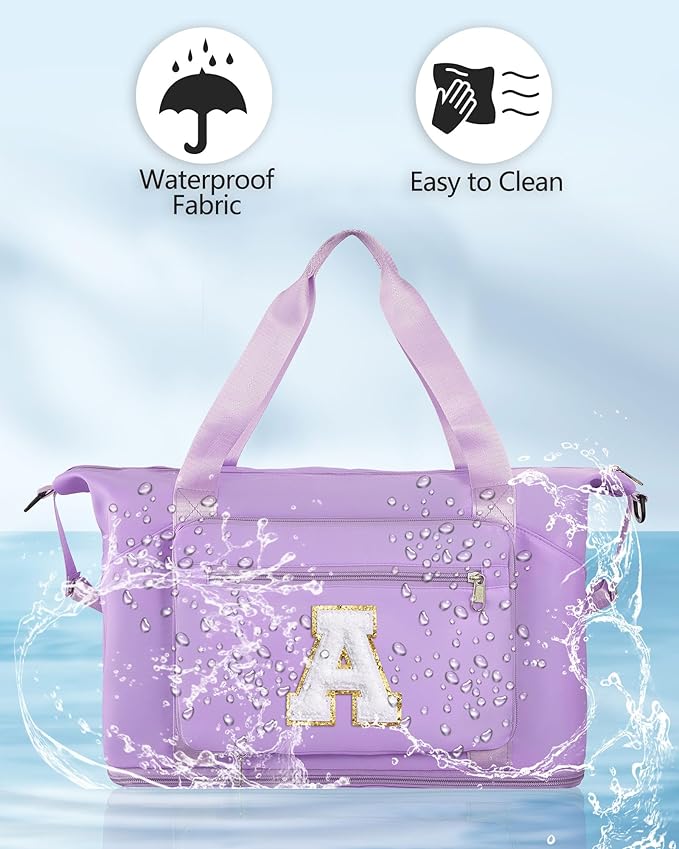 Gifts for Teenage Girls,Hospital for Women Labor Delivery Duffle Bag, Large Clinical Nurse Nursing Mommy Baby Bag,Personalized Initial Carry On Travel Duffel Bag for Kids Teenage Ladies-Purple A