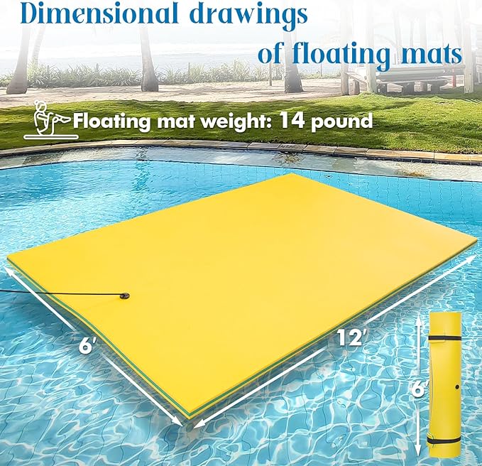 Lily Pad Floating Mat, 7/9/12/18 FT Floating Mat, Pool Float for Water Recreation, Floating Water Mat, 3-Layer Tear-Resistant XPE Foam for Boat, Beach, Ocean, Pool,Lake