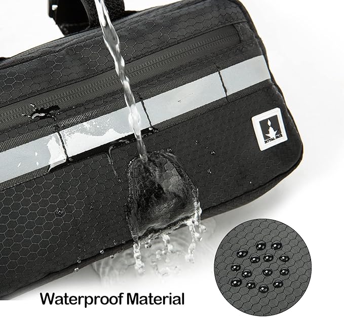 Waterproof Handlebar Bag for Kids Bikes, Convertible Crossbody Bag (Black)