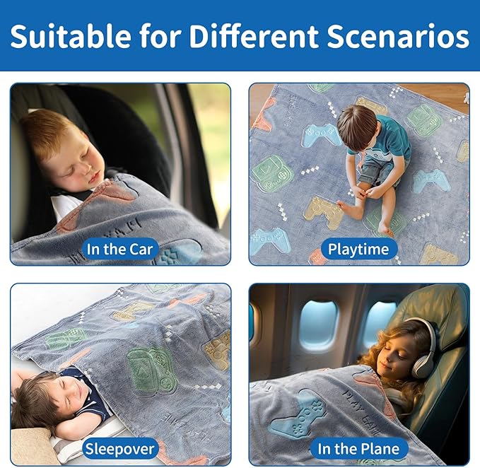 SALIMAH Glow in The Dark Blanket Gaming Gifts,Gamer Controller Gifts for Boys,Gift Toys for Teen Son Adult Gamepad Presents,Soft Kids Blankets Gifts for Grandkids Teens for Christmas Birthday, 50"x60"