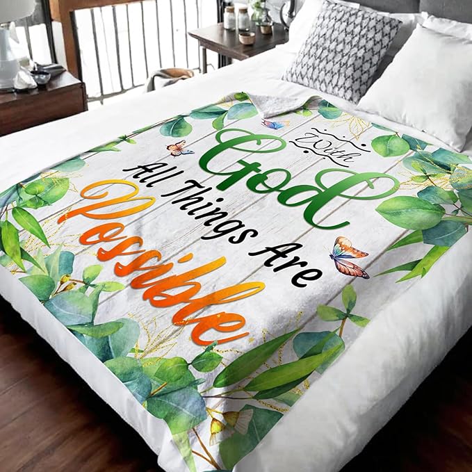 Girls Blanket Gifts Christian Blankets for Kids Teens Adults - 60" x 80" Soft Lightweight Flannel Warm Inspirational Throws for Couch, Sofa, Bed, Bedroom Decor - Christian Gift