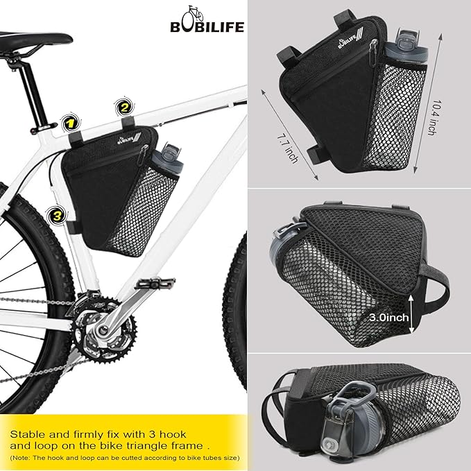 Bike Triangle Frame Bag - Bicycle Cycling Storage Triangle Top Tube Front Pouch Saddle Bag for Road and Mountain Bikes