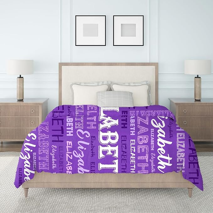 Ship Next Day, Personalized Baby Blanket with Name - Printed in USA, Custom Name Blanket for Boys Girls Kids, Customized Flannel Blankets Gifts for Teen Shower Toddlers Christmas Brithday