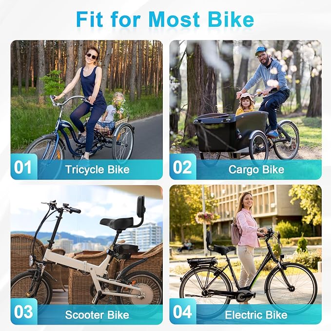 BLUEWIND Oversized Bike Seat, Wide Bicycle Saddle Novel Backrest Design for Electric Bike, Universal Fit Exercise Bike or Road Stationary Bike Seat Cushion for Men & Women