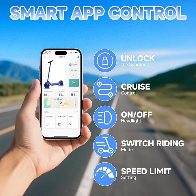 Electric Scooter for Adults, Folding E Scooter with 350W/500W Motor 16/21 Mph Top Speed, Max 19-23 Miles Long Range, 8.5''/10'' Solid Tires Commuting Scooters with Dual Brakes System, APP