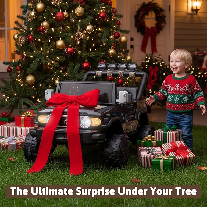 24V Ride on Toys for Kids, Licensed Toyota FJ, 2 Seater Ride on Car with Remote Control, Electric Car w/ 4-Wheeler Suspension, Led Light, Music, USB, Electric Vehicle for Age 3-8, Camouflage
