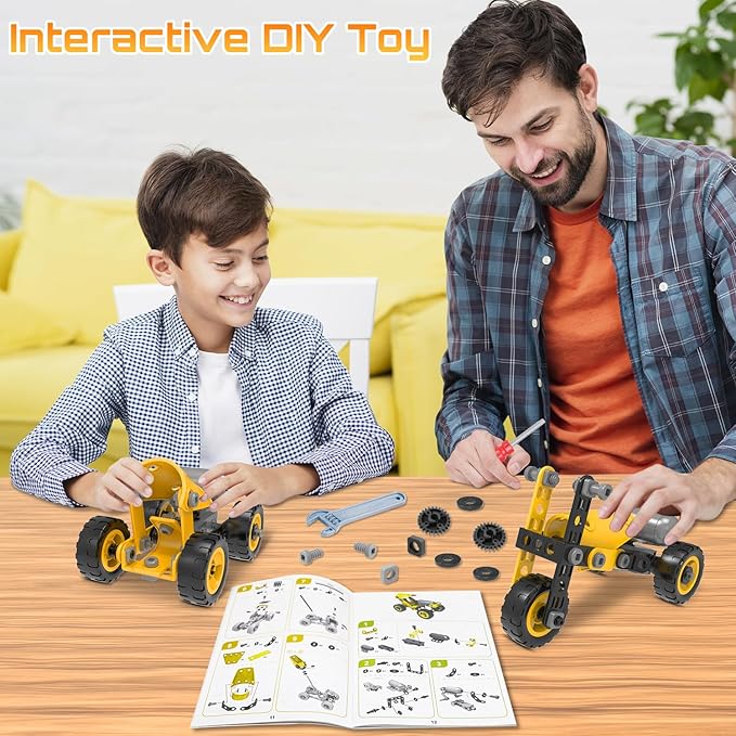 10 in 1 Kids STEM Building Toys, Electric Building Blocks Toys Set for 5 6 7 8+ Year Old Boy, Educational STEM Learning Construction Excavator Kit for Kids Age 4-8 5-7 6-8 8-10