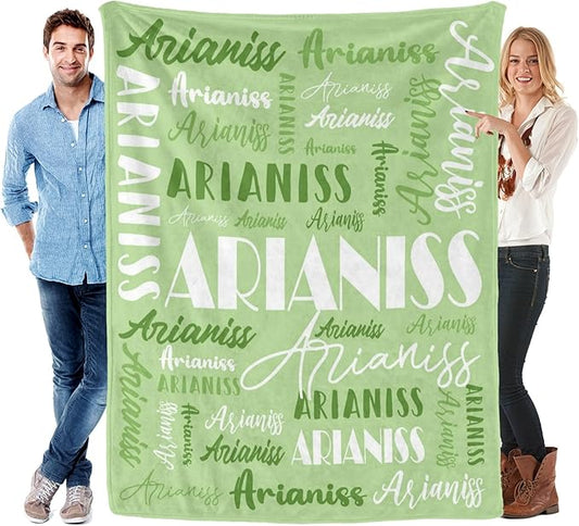 Name Blanket Personalized Blanket for Adult Kids Flannel Customize Throw Blanket Custom (Color 03, 40 x 50 Inches)