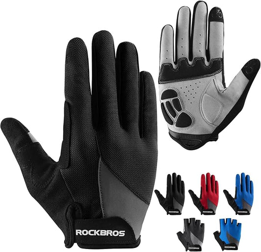 ROCKBROS Cycling Gloves for Men Women - Breathable Gel Pad Road Mountain Bike Gloves - Touch Screen Anti-Slip MTB Gloves for Cycling Workout Outdoor Sports