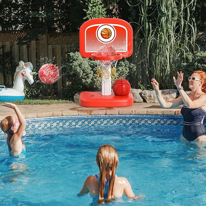 Bennol Outdoor Basketball Hoop Toys for Toddlers 3 4 5 6 7 8-12 Years Boys, Swimming Pool Basketball Hoop Outside Toys with 4 Balls, Poolside Basketball Game Toy for Kids Ages 4-8 8-12