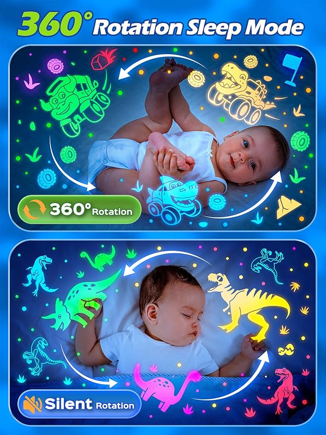 PIKOY Toy Cars Toys | 6HD Films+15 Sounds+31 Colors+Remote Control+360°Rotating | Cars for Toddlers 1-3 Toy Cars for Boys Age 4-7 Dinosaur Egg Light for Nursery Toddler Boy Birthday Gifts 1-8 Years