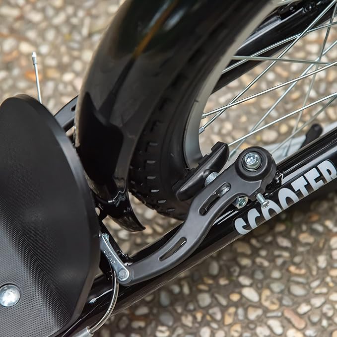 Aosom Youth Scooter, Kick Scooter with Adjustable Handlebars, Double Brakes, 16" Inflatable Rubber Tires, Basket, Cupholder