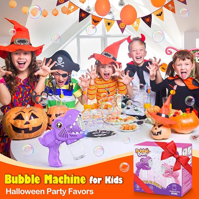 Toys for Girls Kids Ages 3-8: Bubble Gun for Kids 2 Rechargeable Dino Bubble Machine Gift for 3 4 5 6 7 8 Girls Toddlers Ages 4-6 Easter Basket Stuffers Outoor Birthday Christmas Valentines