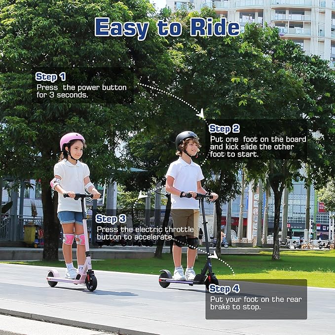 Caroma Electric Scooter for Kids Ages 6-14, 150W/180W Motor,10 MPH Max Speed & 7 Miles,Adjustable Height & Speed,Colorful Lights,LED Display,Foldable Kids Electric Scooter 132 Lbs Max Load