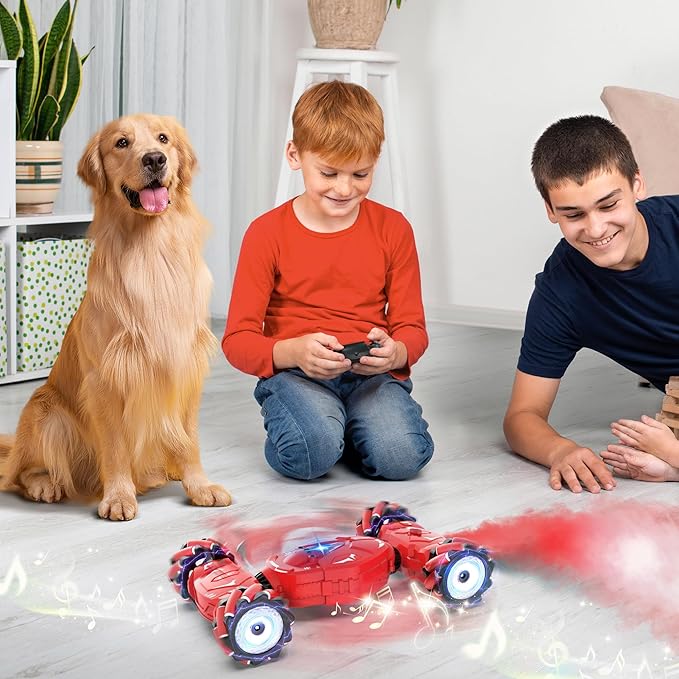 RC Stunt Cars, Gesture Sensing Remote Control Car for 6-12 Boys Girls, 2.4Ghz Hand Controlled Car with Lights Music Sprayer, 360° Rotation, Drift, 4WD Off-Road, Birthday Xmas Gifts Toys for Kids
