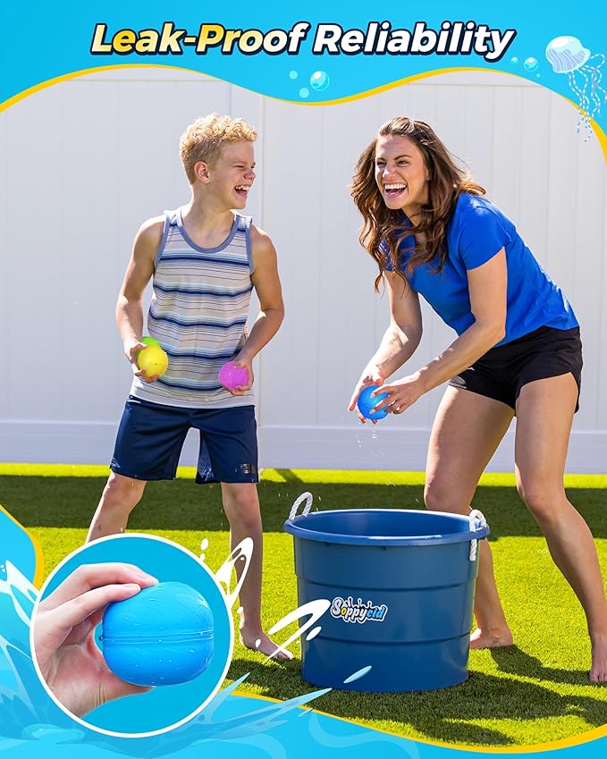 KOKODI Reusable Water Balloons Quick Fill Self Sealing, Refillable Water Bombs for Kids Adults, Latex-Free Silicone Splash Water Ball for Summer Fight ball Game Pool Party Beach Outside Toy activities