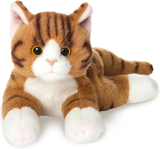 Bearington Collection Lil' 8-Inch Tabby Cat Plush Toy - Orange Cat Stuffed Animal That Looks Real for Kids