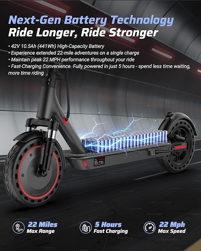 Electric Scooter for Adults - 350W/500W Motor, 8.5"/10" Solid Tire, Top Speed 19 MPH, Max 16-22 Miles Ranges, Load 265LBS, Aluminum Alloy Frame Foldable Commuting Escooter for Adults & Teens