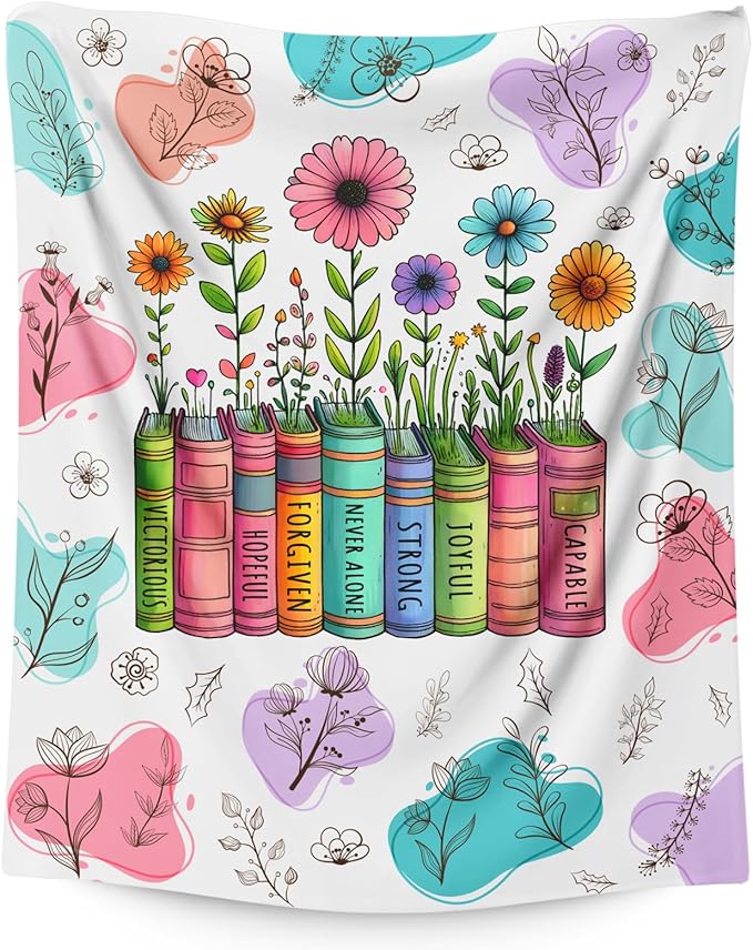 Christian Blanket for Girls, Kids Throw Blanket Christian Gifts with Flower, 40"x50" Cozy Fuzzy Cute Flannel Blankets Gift for Girl Daughter Lightweight Warm Throws for Couch Sofa Bed Decor