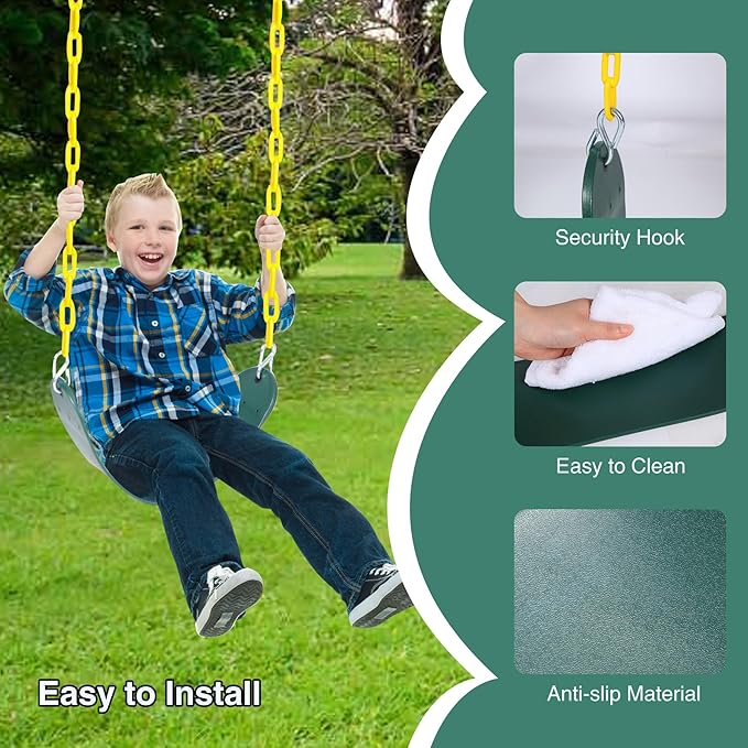 RedSwing Kids Belt Swing 2 PCS, EVA Swings Seat with Heavy Duty Metal Chains, Playground Swing Set Accessories, Safe and Durable, for Outdoor Backyard and Playground Play