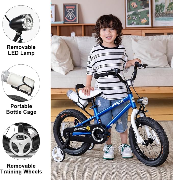 Glerc Fantacy Kids Bike, 12-20 Inch Children Bicycle for 2-13 Years Old Boys Girls, Kids Bicycle with Water Bottle Holder & Headlight & Training Wheels, Multiple Colors