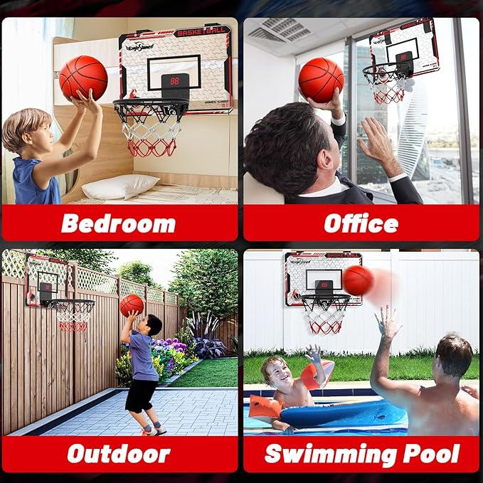 EagleStone Kids Indoor Basketball Hoop, 4 Balls Mini Basketball Toy for Toddlers