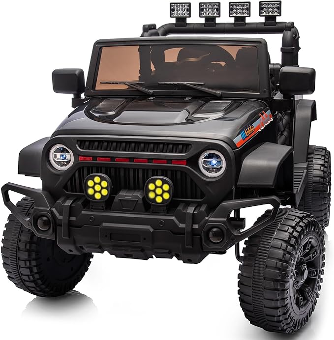 4WD Kids Ride on Car Truck, 12V 7Ah Kids Electric Vehicles Car Ride on Toy for Toddlers 3-5 with Remote Control - Black