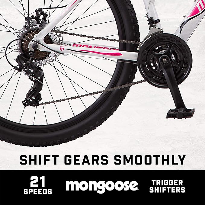 Mongoose Switchback Comp Expert Sport Trail Mountain Bike for Adult Men Women, 16/18/21-Speed Options, 27.5-Inch Wheels, Disc Brakes, Small Medium or Large Aluminum Frames, Hardtail Bicycles