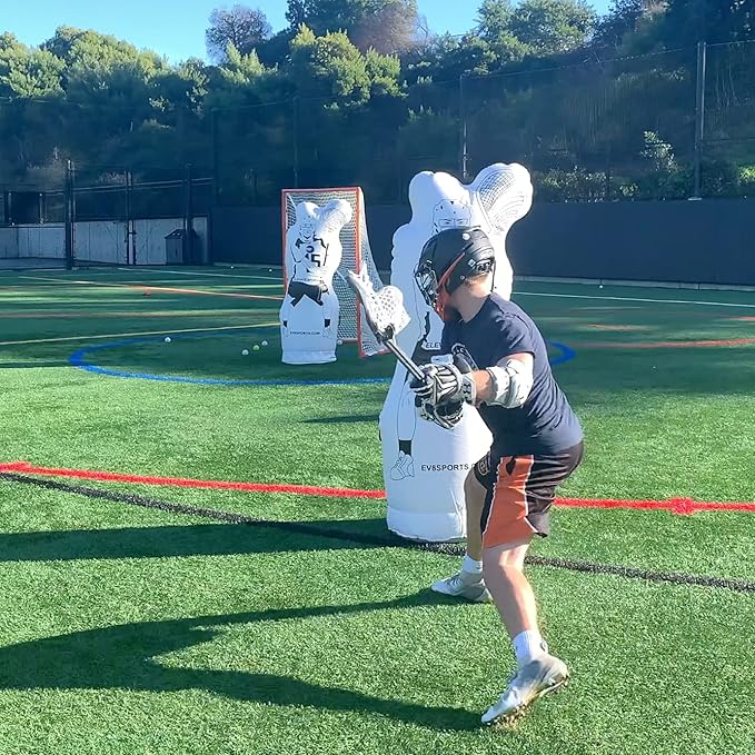 Elevate 11th Man Inflatable Lacrosse Goalie Shot Blocker and Dodging Dummy - Dodge and Shoot with This New Lacrosse Goal Target Training Aid w/Pump for Boys and Girls Lax Training Equipment