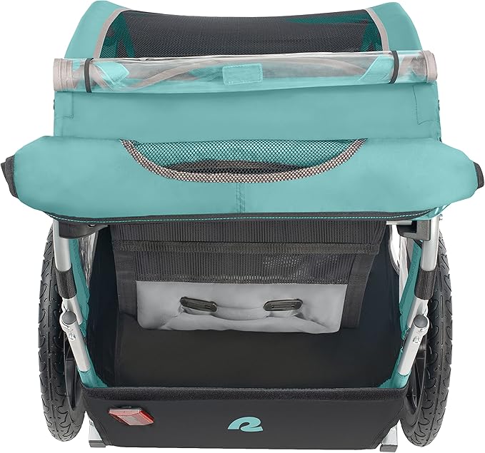 Single & Double Passenger Children’s Foldable/Collapsible Tow Behind Bike Trailer with 16" Wheels, Safety Reflectors & Rear Storage Compartment